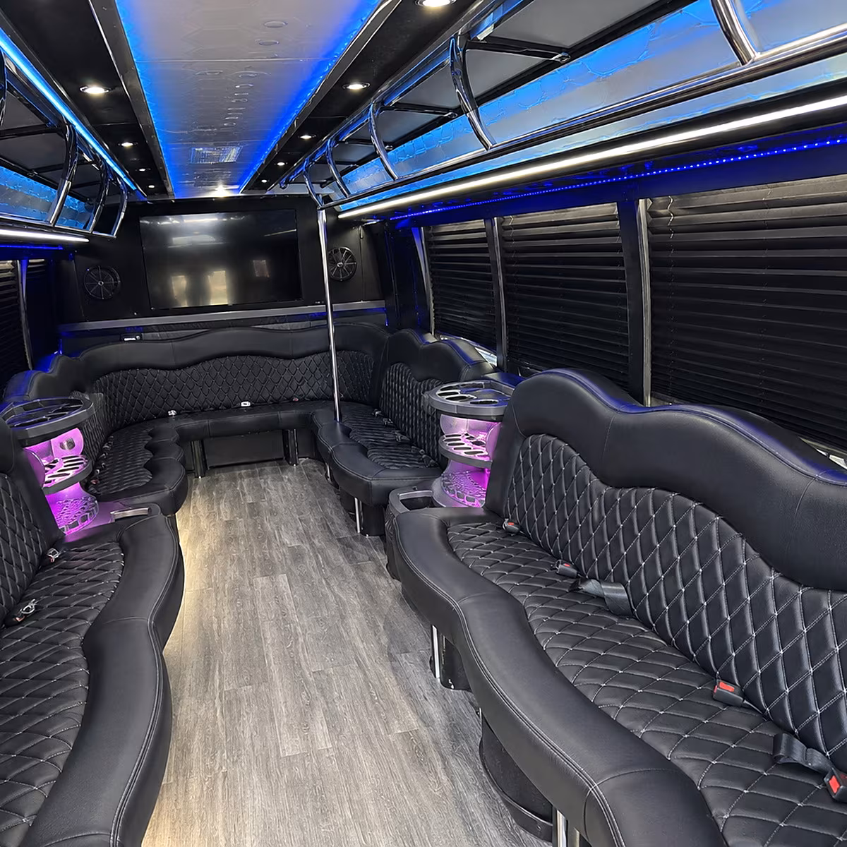 castle rock party bus rental interior